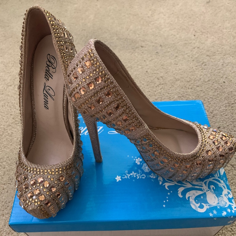 Bella Luna Gold Crystal heels